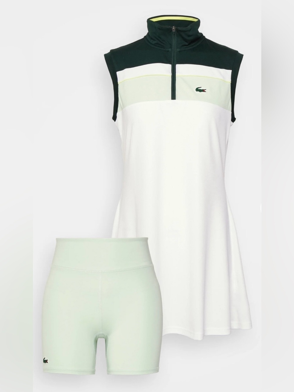 Lacoste Women's White & Light Green Sleeveless Skort Dress